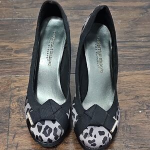 Leopard Print Women's Heels with Black And Gold Trim